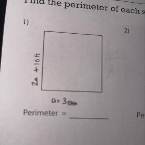 How do I find the perimeter of a square for this problem shown below?

⚠️NO LINKS PLEASE⚠️