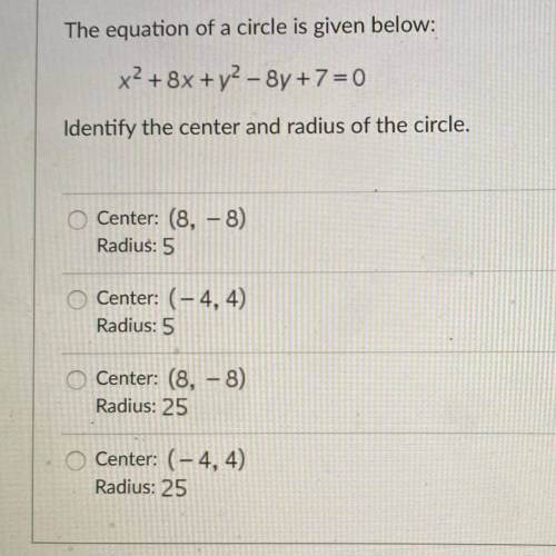 Identify the center and radius of the circle.