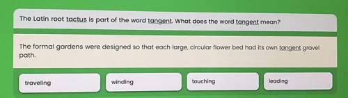 The Latin root tactus is part of the word tangent. What does the word tangent mean?