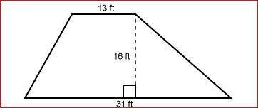 This trapezoid represents the base of a right prism that has a surface area of 2112 square feet.