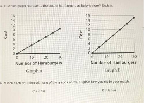 Which graph represents the cost of hamburgers at Bulky's store? Explain.