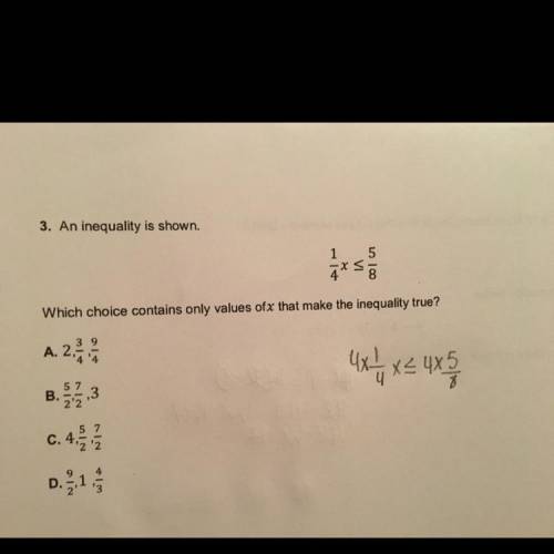 Can someone help me with this ... which choice contains only values of x that make the inequality t