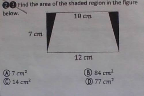 Find the area of the shaded region in the figure below.