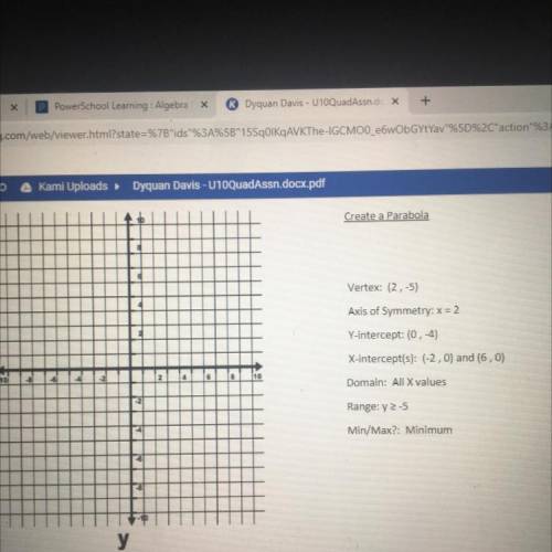 Quadratics need help making parabola