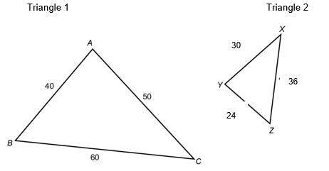 2. The two figures are similar. Consider Triangle 1 to be the pre-image and Triangle 2 to be the im