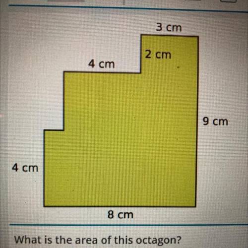 What is the area of this octagon?

A. 72 cm2
B. 59 cm2
C. 42 cm2
D. 38 cm2
E. 31 cm2