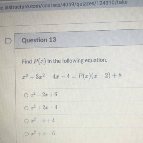 Find P(x) in the following equation.
23 + 3.02 – 43 – 4 = P(2)(x + 2) + 8