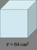 Consider this cube with a volume of 64 cubic centimeters.

A cube with volume 64 centimeters cubed