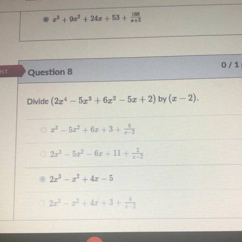 URGENT (I only need a couple ? Correct to pass pls help). Divide (2304 – 5.33 +632 – 5x + 2) by (st