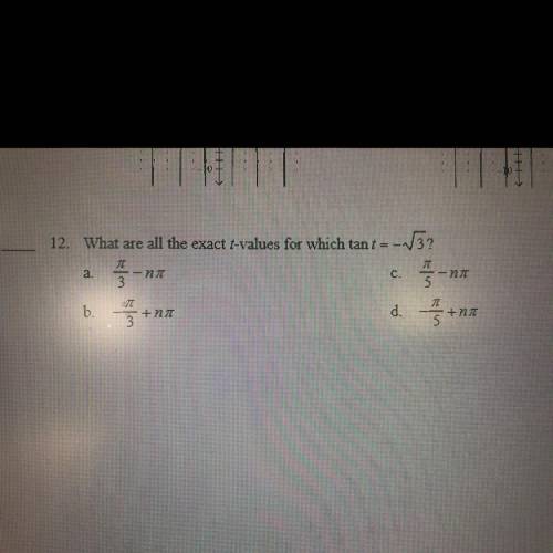 What are the exact t-values for which tan t = -radical 3