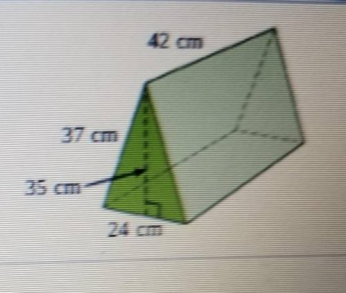 Find the surface of the triangular prism. The base of the prism is an isosceles triangle. ​