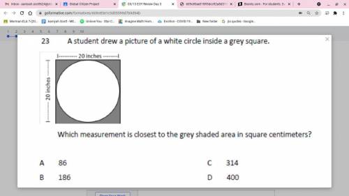 A student drew a picture of a white circle inside of a grey square. Which measurement is closest to