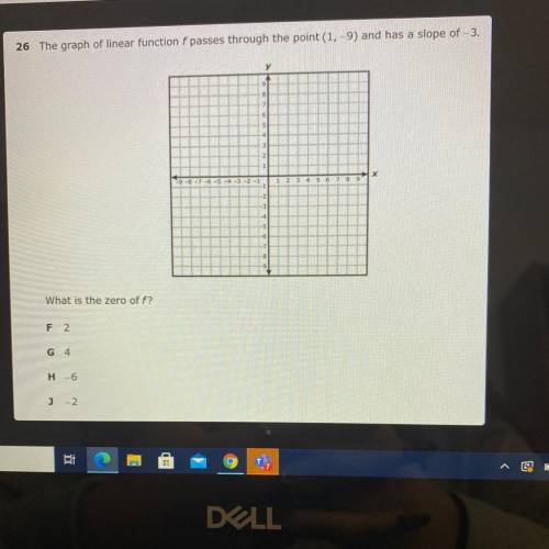 The graph of linear function f passes through the point (1,-9) and has a slope of -3.

What is the
