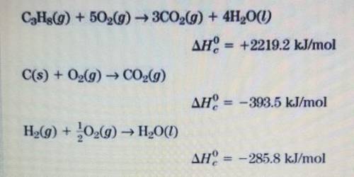 Use the equations below to calculate the enthalpy of formation for propane gas, C3H8, from its elem