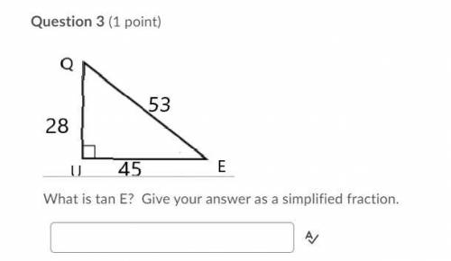 What is tan E? give your answer as a simplified fraction
