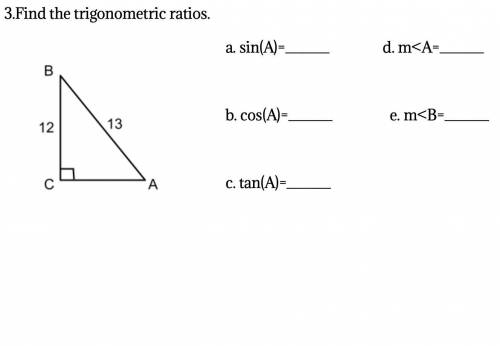 Find the trigonometric ratios. Help a girl out pleasee
