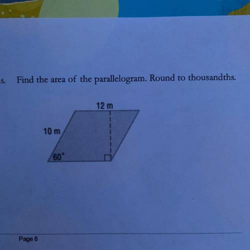 Find the area of the parallelogram. Round to thousandths. pls help