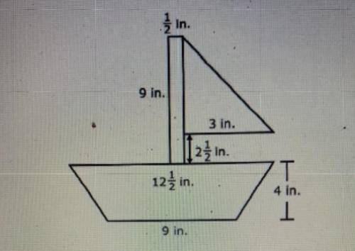 Kareena enjoys selling sailboats. She designs a toy model, as shown below. What is the area of Kare