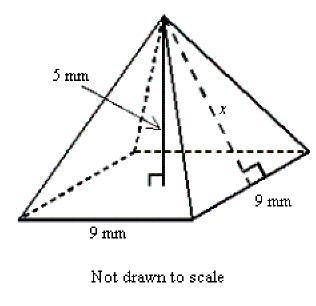 Find the slant height x of the pyramid shown, to the nearest tenth.