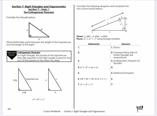 Math nation Section 7 Topic 2 Right triangles and trigonometry pls help !!