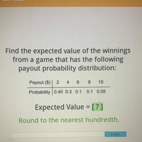 Find the expected value of the winnings

from a game that has the following
payout probability dis