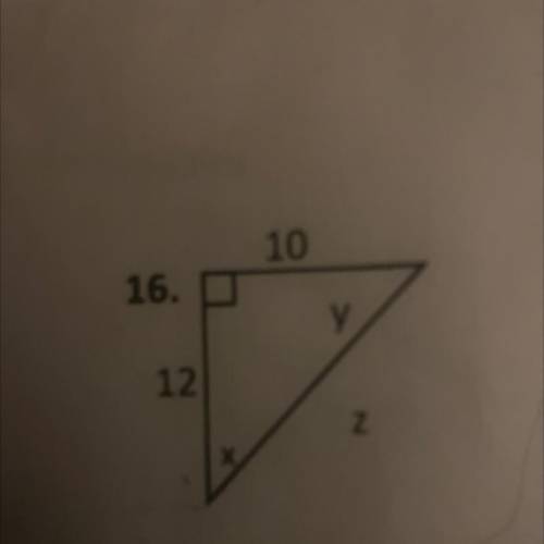 Math problem 16. 
Find the value of x, y and z.