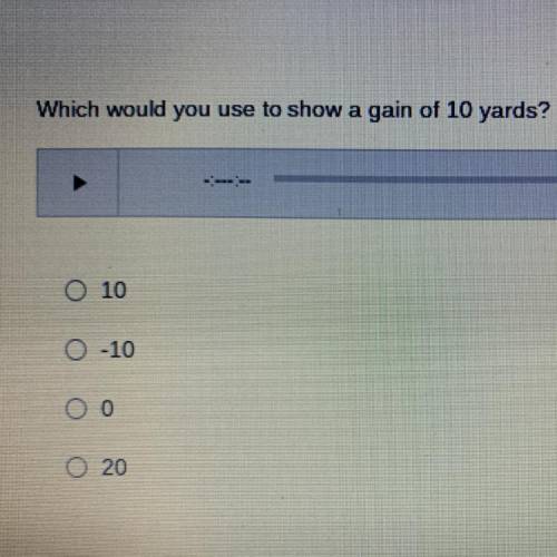 Which would you use to show a gain
of 10 yards?