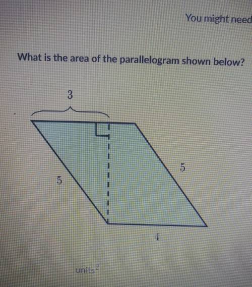 What is the area of the parallelogram shown below?i really need help please​