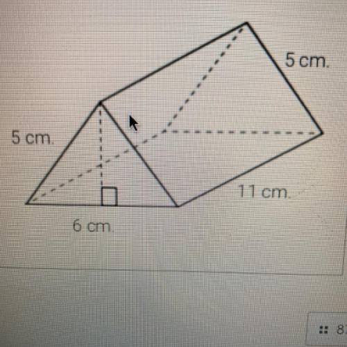Find the total surface area of the triangular prism
shown below.
A)87.9
B)200
