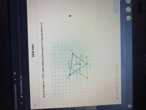 Draw the image of △ABC under a dilation whose center is P and scale factor is 2