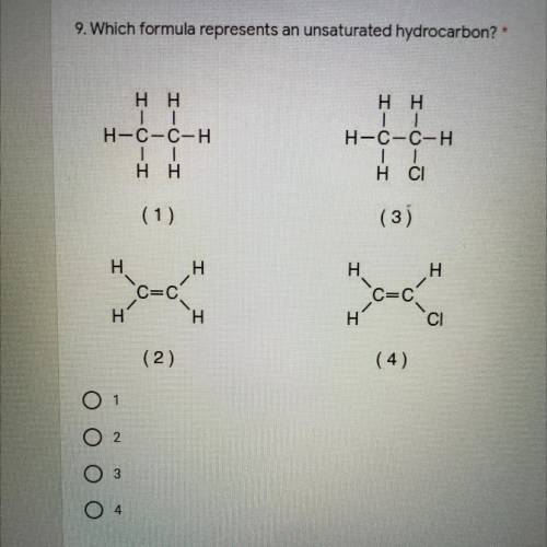 Witch formula represents an unsaturated hydrocarbon
