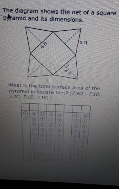 The Diagram shows the net of a square pyramid and its dimensions ​
