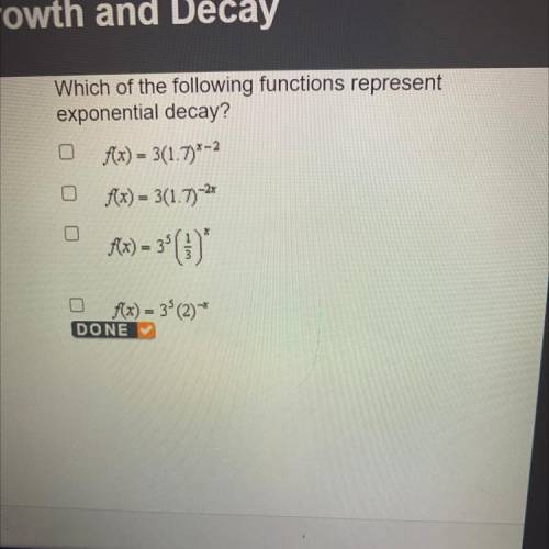 Which of the following represents exponential decay?