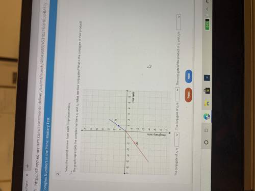 HELP HELP HELP!!! the graph represents the complex numbers z1 and z2. what are their conjugates? wh