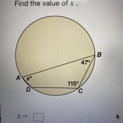 Find the value of x.
X=