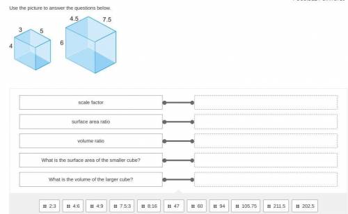Scale factor

surface area ratio
volume ratio
What is the surface area of the smaller cube?
What i