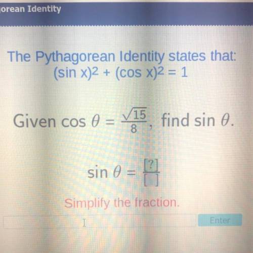 Please please help!

The Pythagorean Identity states that:
(sin x)2 + (cos x)2 = 1
Given cos 0 = 1