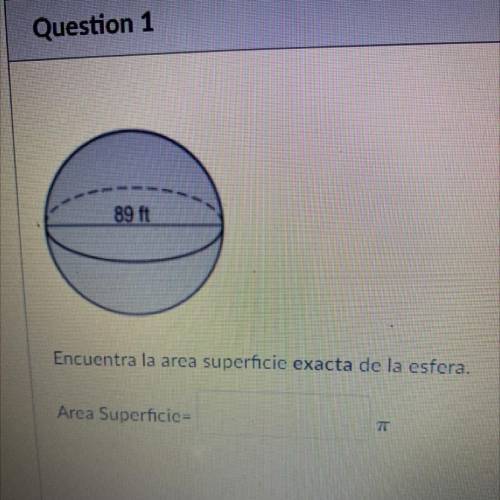 Its asking for the surface area of the sphere
