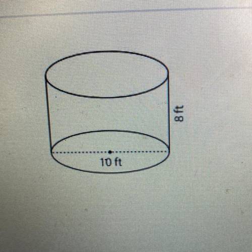 PLEASE HELP

8 ft
10 ft
Find the exact volume of the cylinder.
0.)
A)
8071 ft?
B)
16071 ft?
Elimin