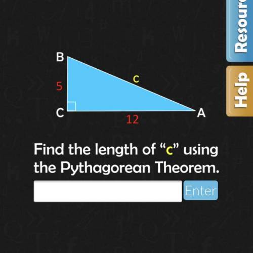 Find the length of c using the Pythagorean thereom