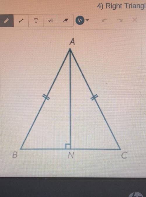 In this isosceles triangle, B = C = 65 and NA= 30, find the length of the triangle's legs.

A) Wri
