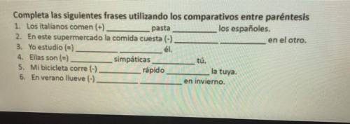 Need help with my spanish work. i’ll mark u brainliest