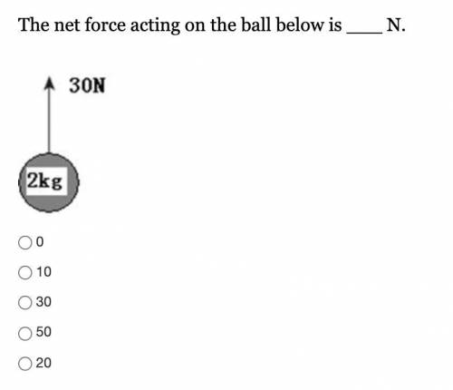 The net force acting on the ball below is ___ N.