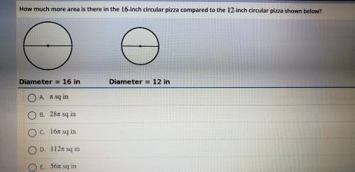 Help! How much more area is there in the 16-in circular Pizza compared to the 12-in circular Pizza