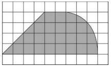 Each square represents one square foot. Estimate the area of the figure below.