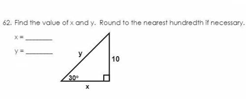 Find the value of x and y. Round to the nearest hundredth if necessary.