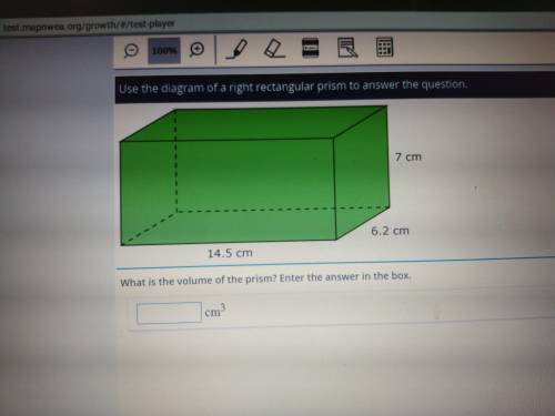 Use the diagram of a right rectangle prism to answer the question. what is the value of the prison?