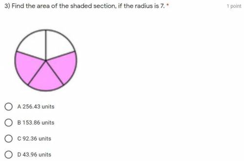 I stuck on this one. Problem image attached.

Find the area of the shaded section, if the radius i