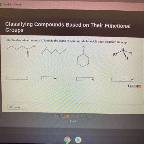 Use the drop-down menus to identify the class of compounds to which each structure belongs.
