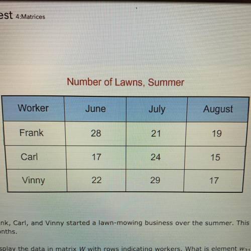 Frank, Carl, and Vinny started a lawn mowing business over the summer. This table shows how many la